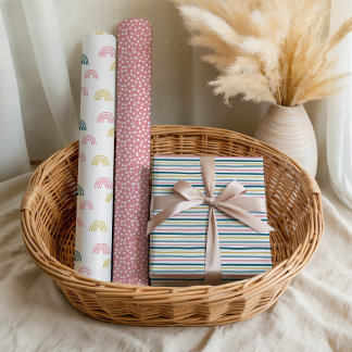 Cute Pastel Gender Neutral Baby Shower Pattern  Inpakpapier Vel