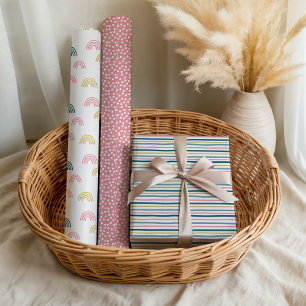 Cute Pastel Geslachtsneutraal Thema Baby Shower-pa Inpakpapier Vel