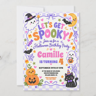 Cute Pastel Ghost Halloween Birthday Party Kaart