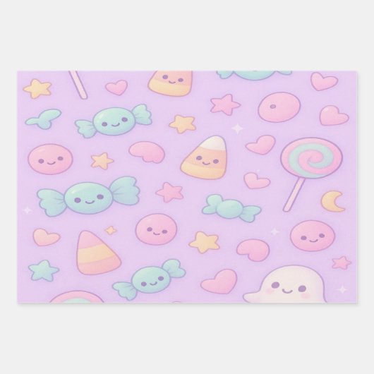 Cute Pastel Ghost Halloween, Inpakpapier Vel (Voorkant 3)