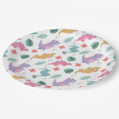 Cute Pastel Girl Dinosaur Papieren Bordje (Gekanteld)