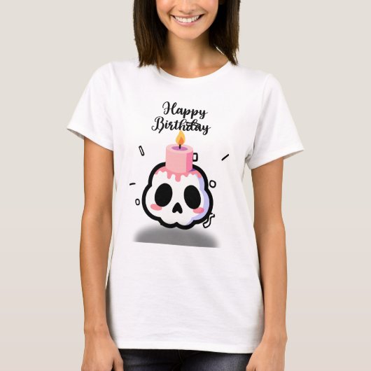 Cute Pastel Goth Skull Birthday T-shirt (Voorkant)