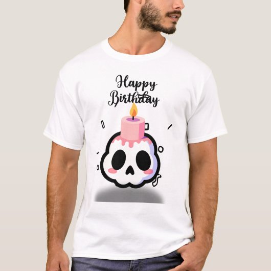 Cute Pastel Goth Skull Birthday T-shirt (Voorkant)