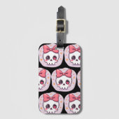 Cute Pastel Goth Skull with Bow Bagagelabel (Voorkant (verticaal))