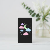 Cute Pastel Gothic Moon Clouds Kawaii Visitekaartje (Staand voorkant)