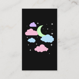 Cute Pastel Gothic Moon Clouds Kawaii Visitekaartje