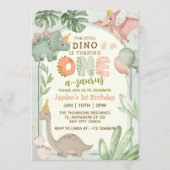 Cute Pastel Green Dinosaur One-A-Sauraus Birthday  Kaart (Voorkant)