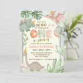 Cute Pastel Green Dinosaur One-A-Sauraus Birthday  Kaart (Staand voorkant)