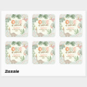 Cute Pastel Green Dinosaur One A Saurus Birthday  Vierkante Sticker (Vel)