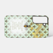 Cute Pastel Green Gold Bee Grid Bible Queen Bee Samsung Galaxy Hoesje (Achterkant horizontaal)
