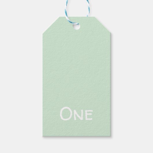 Cute Pastel Green One Year Old Gift Label Cadeaulabel (Voorkant)