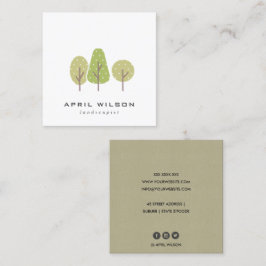 CUTE PASTEL GREEN TREE TRIO LANDSCAPAPY SERVICE VIERKANTE VISITEKAARTJE