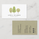 CUTE PASTEL GREEN TREE TRIO LANDSCAPAPY SERVICE VISITEKAARTJE (Voorkant / Achterkant)