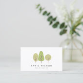 CUTE PASTEL GREEN TREE TRIO LANDSCAPAPY SERVICE VISITEKAARTJE (Staand voorkant)