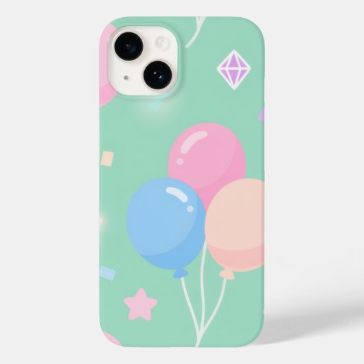 Cute pastel green with balloons Case-Mate iPhone case (Achterkant)