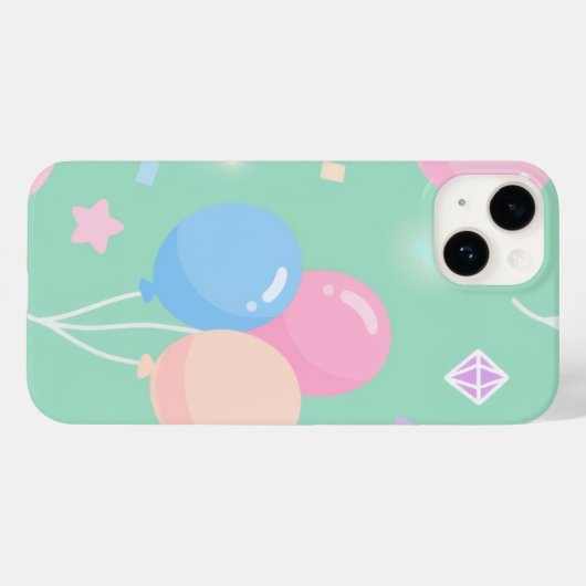 Cute pastel green with balloons Case-Mate iPhone case (Achterkant (horizontaal))
