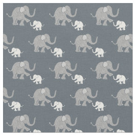 Cute Pastel Grey and White Baby Elephants Pattern Stof