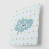 Cute Pastel Hallo Vierkante Klok (Hoek)