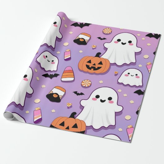 Cute Pastel Halloween Cadeaupapier (Uitgerold)