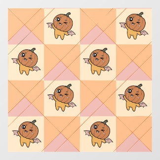 Cute Pastel Halloween Pumpkin Bat Pattern Raamsticker