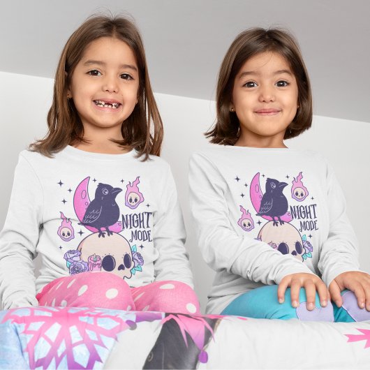 Cute Pastel Halloween Skull and Crow Longsleeve