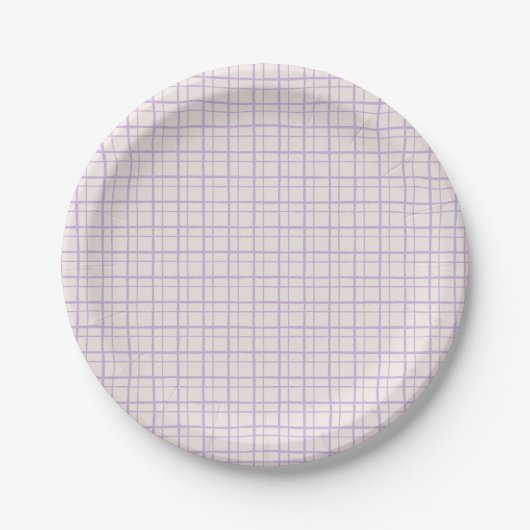Cute Pastel Hand Drawn Grid Dusty Lilac Papieren Bordje (Voorkant)