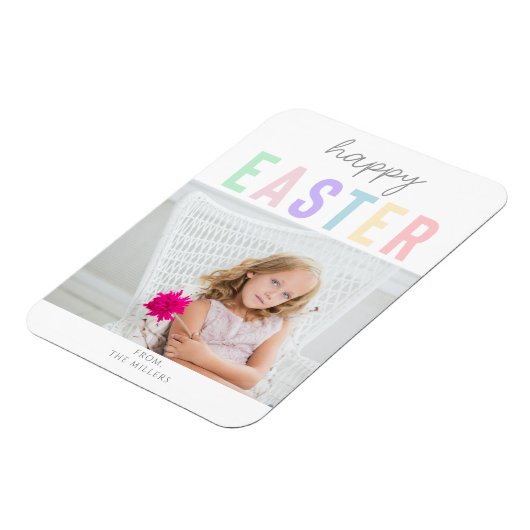 Cute Pastel Happy Easter Typografie Magneet (Linkerzijde)