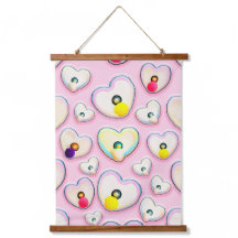 Cute Pastel Hart Houten Wandtapijt