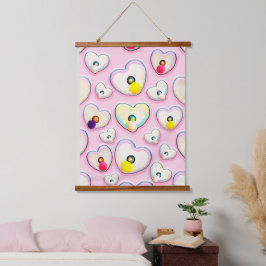 Cute Pastel Hart Houten Wandtapijt Hangend Wandkleed