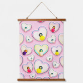 Cute Pastel Heart Wood Topped Wall Tapestry Hangend Wandkleed (Voorkant)