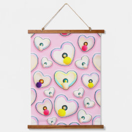 Cute Pastel Heart Wood Topped Wall Tapestry Hangend Wandkleed