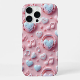Cute Pastel Hearts Music Notes For Music Lovers iPhone 16 Pro Max Hoesje