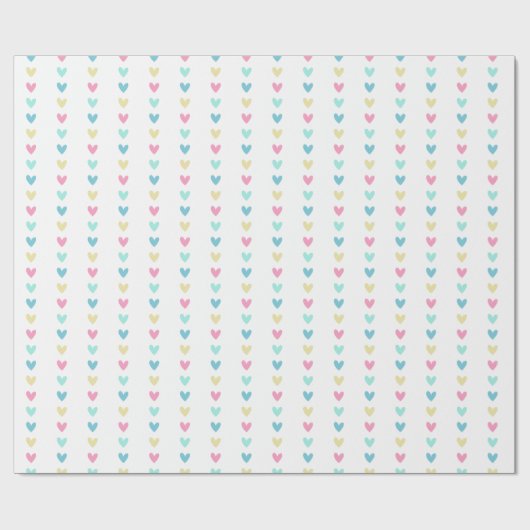 Cute Pastel Hearts Pattern Cadeaupapier (Vlak)