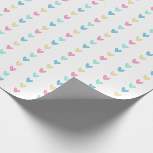 Cute Pastel Hearts Pattern Cadeaupapier (Hoek)