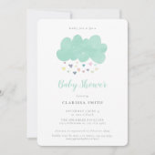 Cute Pastel Hearts Rain Cloud Baby shower Kaart (Voorkant)
