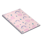 Cute Pastel Hearts & Rainbow Pattern | Kawaii Pink Notitieboek (Rechterzijde)
