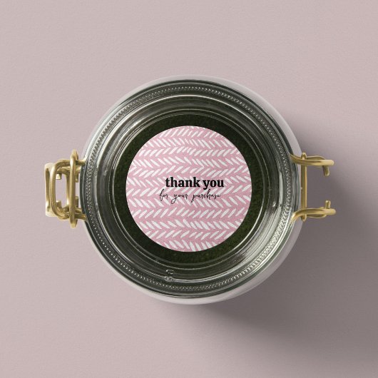 Cute pastel herringbone patroon op roze dank u ronde sticker