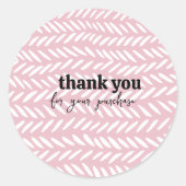 Cute pastel herringbone patroon op roze dank u ronde sticker (Voorkant)
