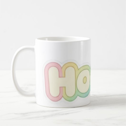 Cute Pastel HOOOO Text design  Koffiemok (Links)