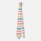 Cute Pastel Horizontal Stripes Boho Pink Teal Yell Stropdas (Voorkant)