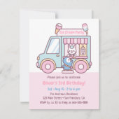 Cute Pastel Ice Cream Truck Kids Birthday Kaart (Voorkant)