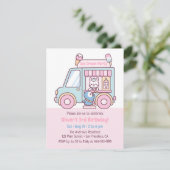 Cute Pastel Ice Cream Truck Kids Birthday Kaart (Staand voorkant)