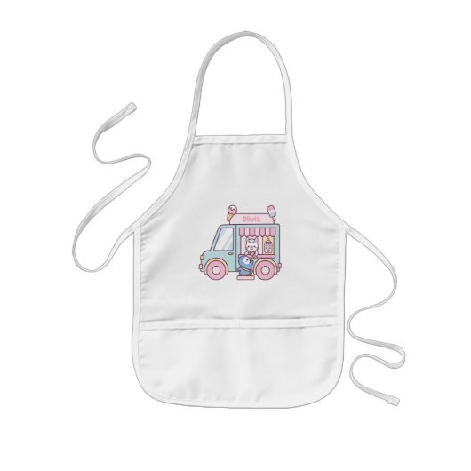 Cute Pastel Ice Cream Truck Personalized Girls Kinder Schort (Voorkant)