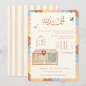 Cute Pastel Islamic Aqeeqah Baby Announcement Kaart (Voorkant / Achterkant)