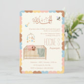 Cute Pastel Islamic Aqeeqah Baby Announcement Kaart (Staand voorkant)