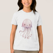 Cute Pastel Jellyfish Watercolor Tri-Blend Shirt (Voorkant)