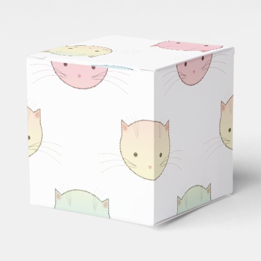 Cute Pastel Kat ziet roze Blauw Groen Geel Bedankdoosjes (Voorkant Zijde)