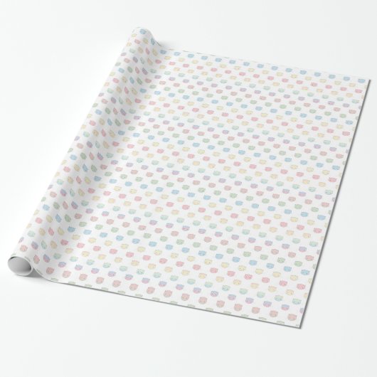 Cute Pastel Kat ziet roze Blauw Groen Geel Cadeaupapier (Uitgerold)