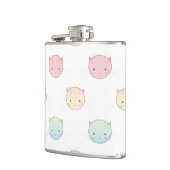 Cute Pastel Kat ziet roze Blauw Groen Geel Heupfles (Links)