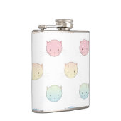 Cute Pastel Kat ziet roze Blauw Groen Geel Heupfles (Rechts)